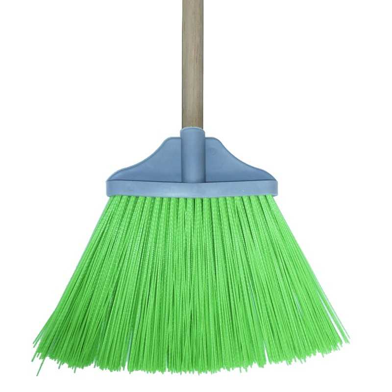 ESCOBA PARA ESTABLO DE FIBRA LARGA CON PALO DE MADERA