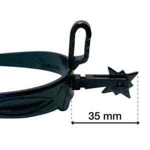 Espuela vaquera pavonada gallo corto recto ruleta vaquera