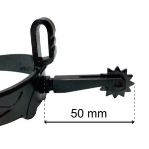 Espuela vaquera pavonada gallo largo recto ruleta inglesa