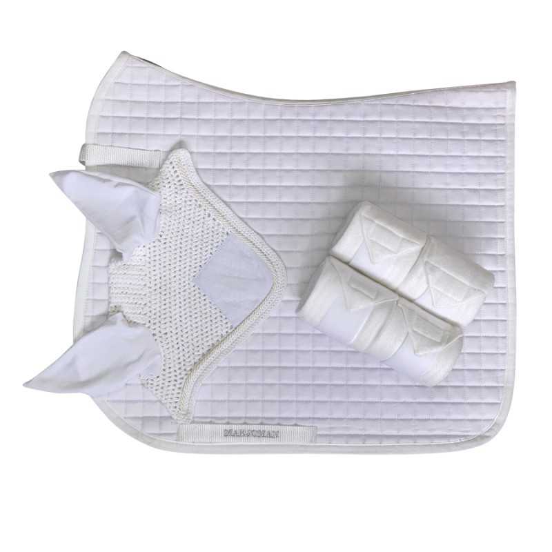 Juego de mantilla de doma + orejeras + vendas