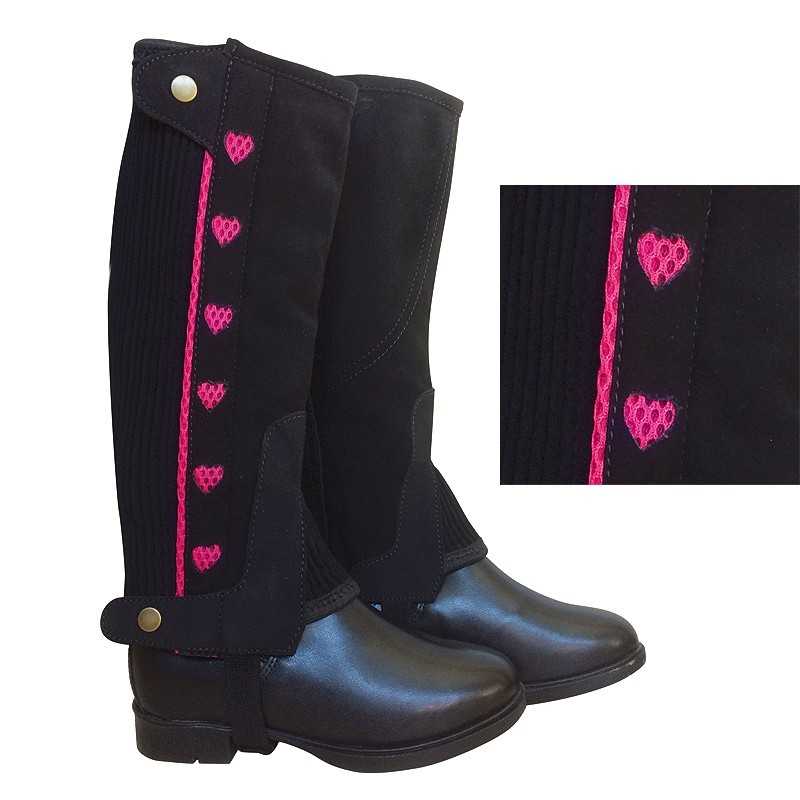 POLAINA NEUBEC NEGRA CON CORAZONES ROSAS